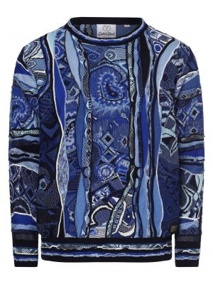 Dzianinowy sweter Carlo Colucci niebieski