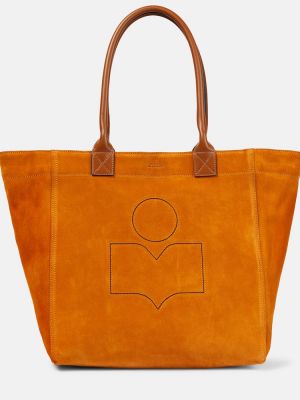 Τσάντα shopper με κέντημα σουέτ Isabel Marant καφέ