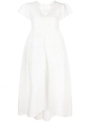 Копринена ленена миди рокля Maurizio Mykonos бяло