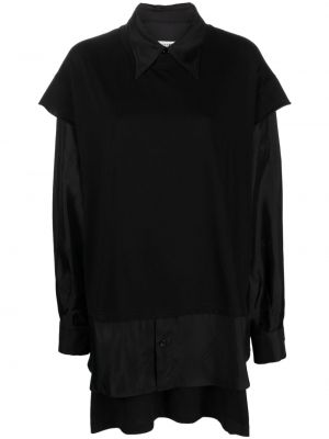 Sukienka koszulowa bawełniana Mm6 Maison Margiela czarna