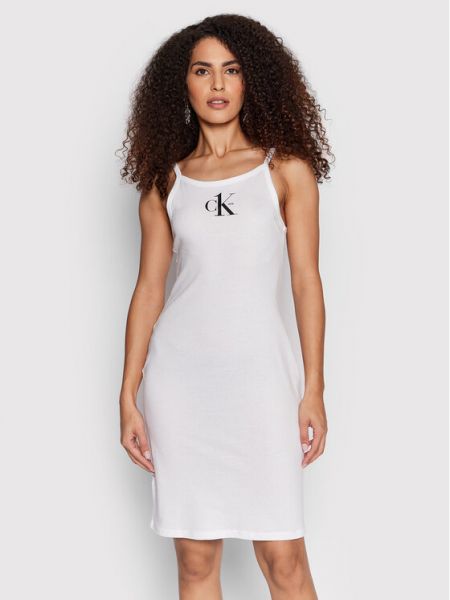 Sukienka plażowa Ck One KW0KW01783 Biały Regular Fit Calvin Klein Swimwear