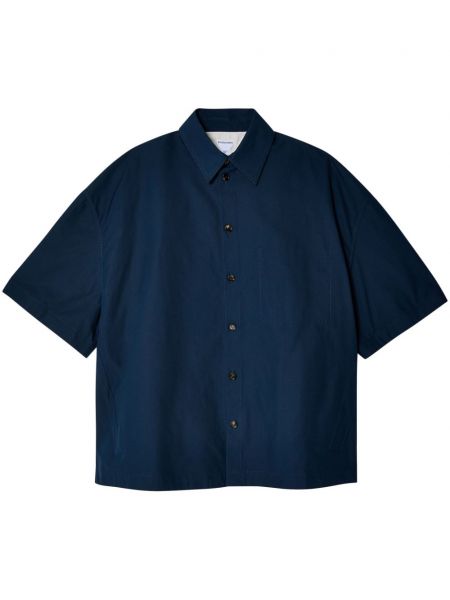 Chemise en coton avec manches courtes Bottega Veneta bleu