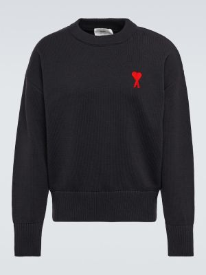 Памучен вълнен пуловер Ami Paris черно