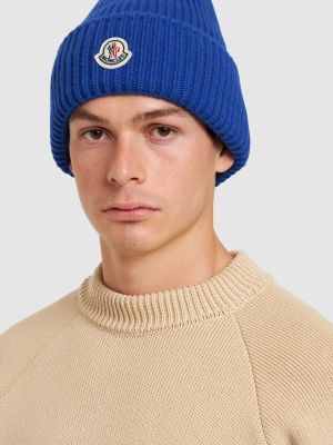 Berretto di lana di cachemire Moncler blu