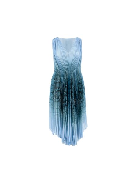 Sukienka midi bez rękawów w wężowy wzór Ermanno Scervino niebieska