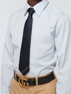 Жаккардовый шелковый галстук Gucci синий