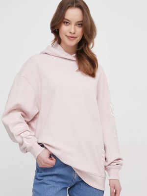 Pamut kapucnis melegítő felső Calvin Klein Jeans rózsaszín