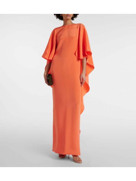 Копринена макси рокля Max Mara оранжево