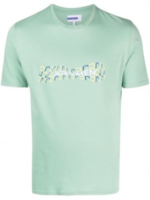 Bavlnené tričko s potlačou Jacob Cohen zelená