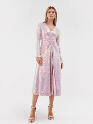 Midi haljina sa šljokicama Rotate ružičasta