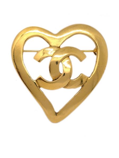 Pozlačena broška z vzorcem srca Chanel Pre-owned zlata
