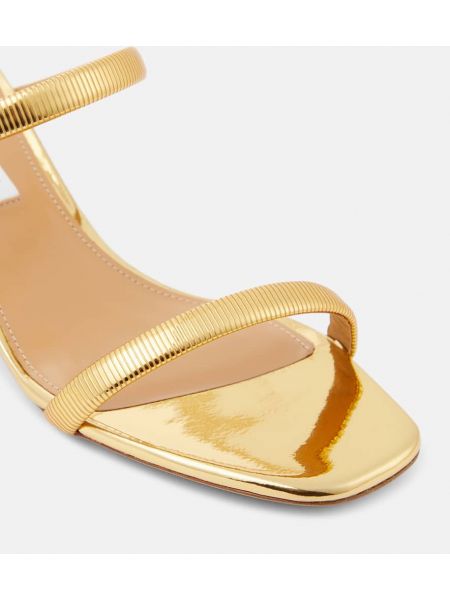 Papuci tip mules din piele din piele ecologică Aquazzura auriu