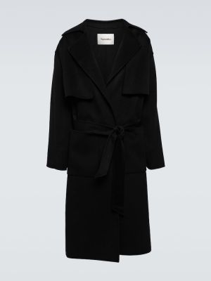 Palton de lână de mătase Nanushka negru