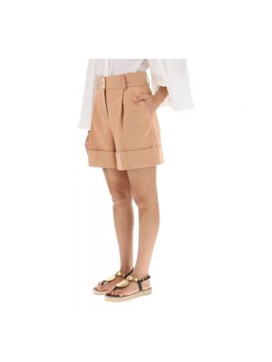 Pantalones cortos de cintura alta de algodón See By Chloé beige