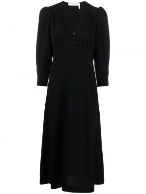 Šaty s knoflíky s výstřihem do v z polyesteru See By Chloe - černá