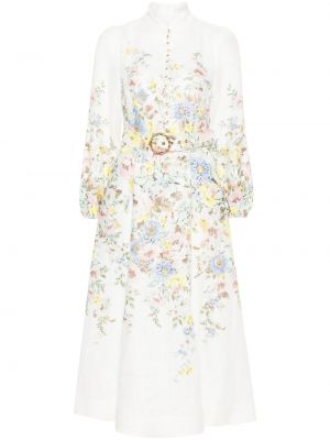 Midi haljina s cvjetnim printom s printom Zimmermann bijela