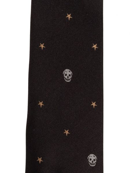 Zīda kaklasaite ar apdruku Alexander Mcqueen melns