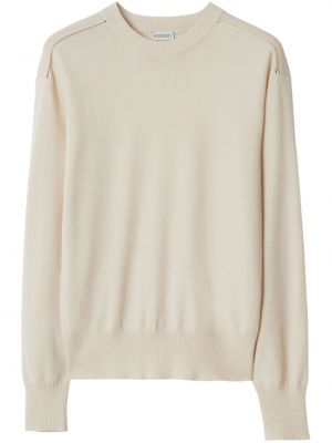 Вълнен пуловер с кръгло деколте Burberry бяло