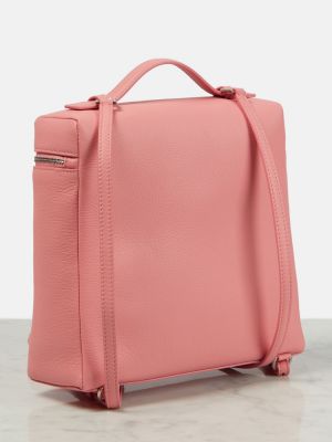 Bőr hátizsák zsebes Loro Piana rózsaszín