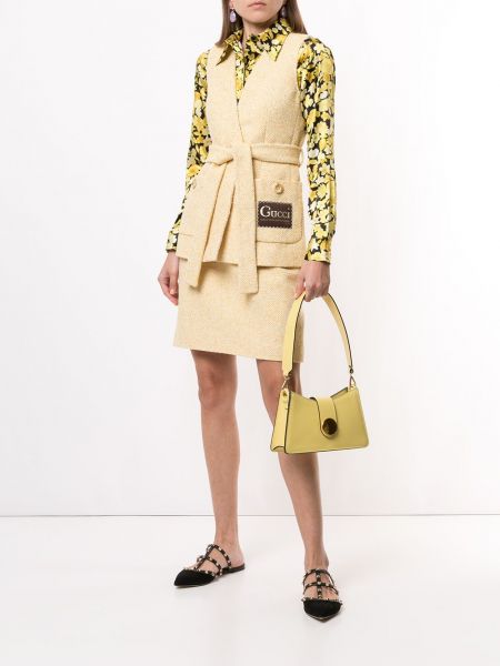Falda de cintura alta de tweed Gucci amarillo