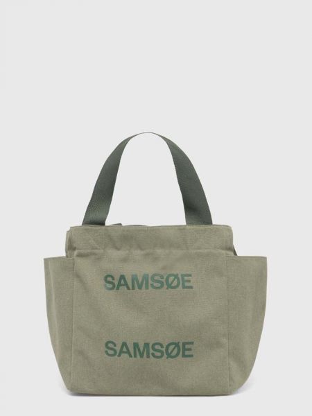 Зеленая хлопковая сумка шоппер Samsoe Samsoe