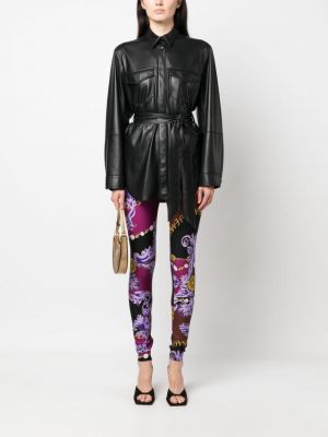 Leggings taille haute à imprimé Versace Jeans Couture violet