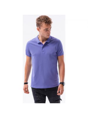 T-shirty i Koszulki polo Ombre  Koszulka męska polo klasyczna bawełniana S1374 - fioletowa