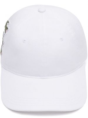 Памучна шапка с козирки Lacoste бяло