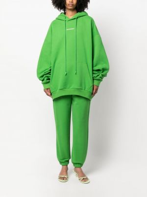 Pantalon de joggings en coton couleur unie à imprimé Monochrome vert