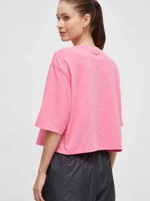 Laza szabású fleece pamut póló Adidas rózsaszín