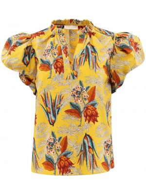 Φλοράλ βαμβακερή μπλούζα με σχέδιο Ulla Johnson κίτρινο