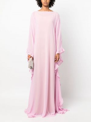 Drapované průsvitné večerní šaty Rayane Bacha růžové