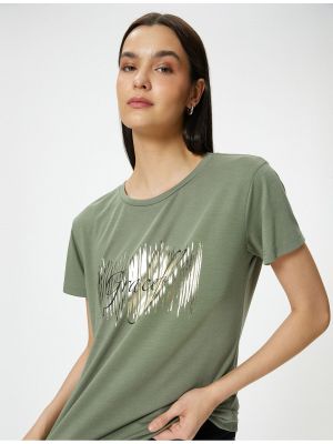 T-krekls viskozes ar apdruku ar īsām piedurknēm Koton