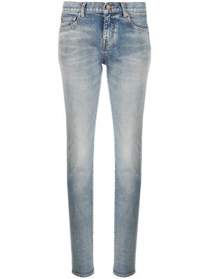Skinny fit džínsy s nízkym pásom Saint Laurent modrá