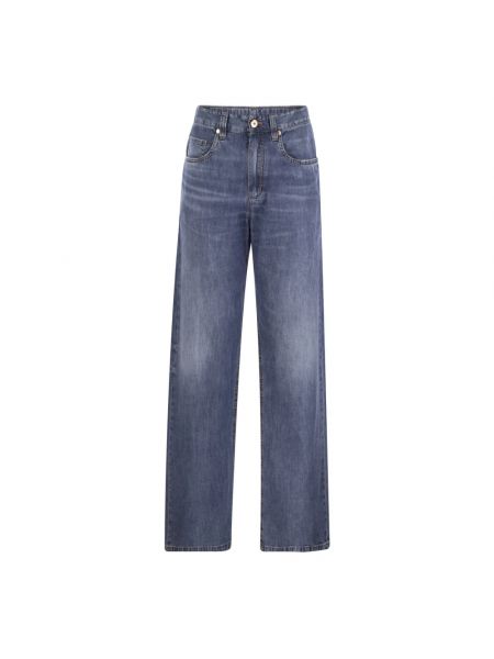 Niebieskie proste jeansy Brunello Cucinelli