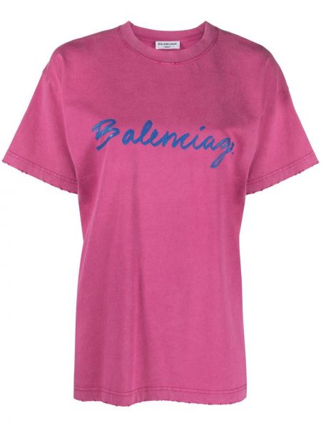 T-shirt aus baumwoll mit print Balenciaga pink
