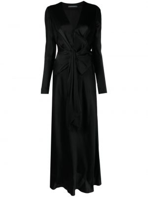 Drapované večerní šaty s mašlí Alberta Ferretti černé
