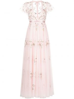 Вечерна рокля на цветя Needle & Thread розово