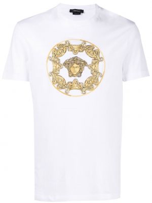 T-shirt aus baumwoll mit print Versace weiß