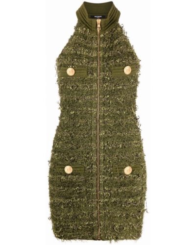 Vestido de cóctel con botones de tweed Balmain