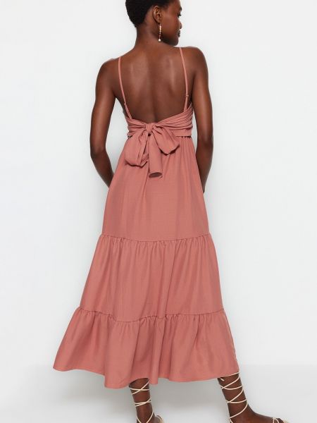 Плетена мини рокля Trendyol розово