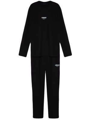Pletené priliehavé pyžamo s potlačou Trendyol čierna