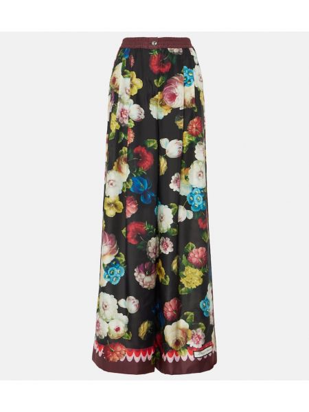 Květinové hedvábné kalhoty s vysokým pasem Dolce&gabbana