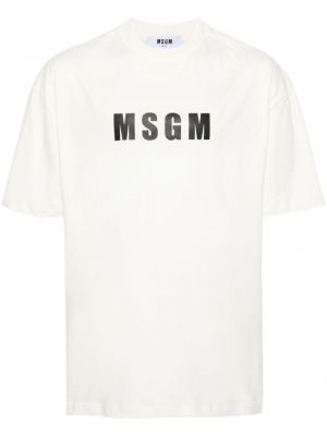 T-shirt en coton à imprimé Msgm beige