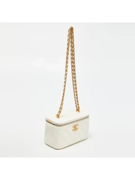 Retro bolso cruzado de cuero Chanel Vintage blanco