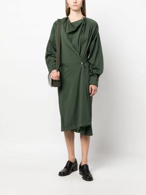 Sukienka midi bawełniana asymetryczna Lemaire zielona
