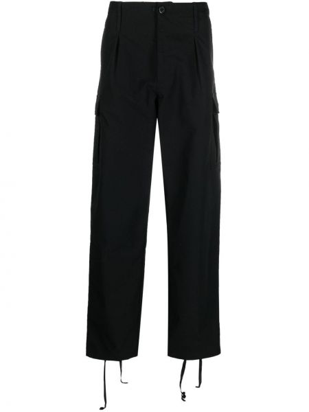 Bavlnené čipkované šnurovacie cargo nohavice Adidas čierna
