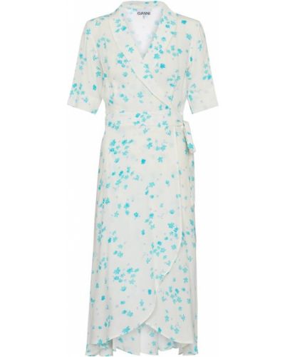 Midi haljina s cvjetnim printom Ganni plava