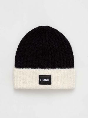 Dzianinowa czapka wełniana Hugo czarna