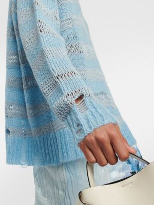 Dryžuotas megztinis su nubrozdinimais Acne Studios mėlyna